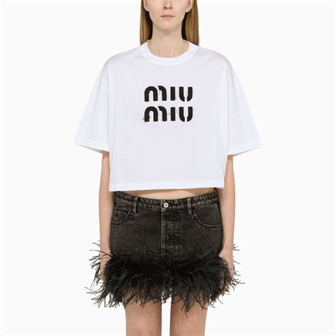 miu miu white tshirt|farfetch miu shirts.